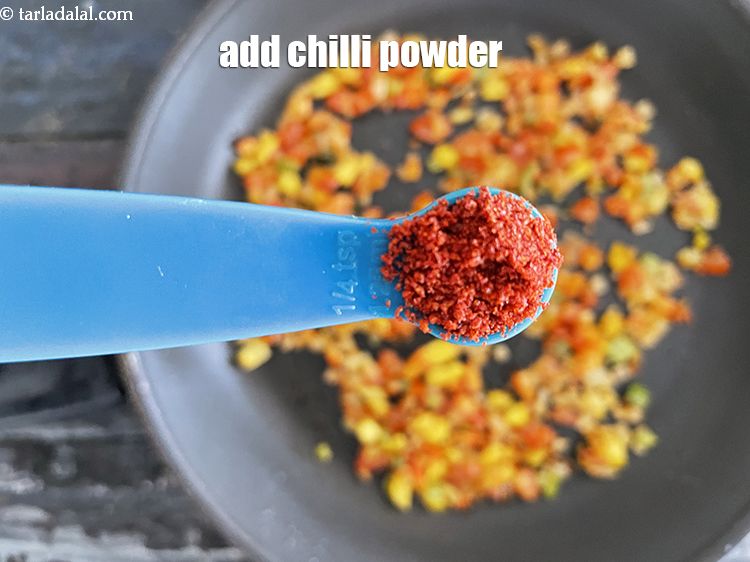 Step 22 – Add&nbsp;<meta charset="UTF-8" />1/4 tsp&nbsp;<a href="glossary-chilli-powder-red-chilli-powder-339i">chilli powder</a>.