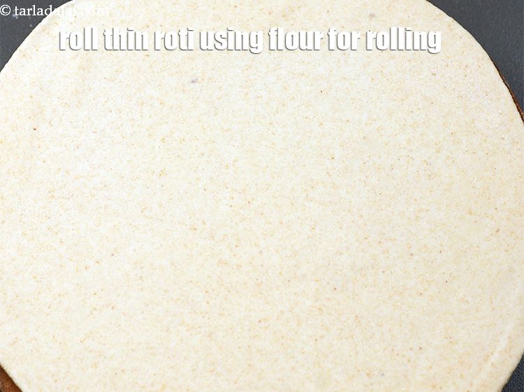 Step 21 – Roll 9 inch thin roti using little flour for rolling.