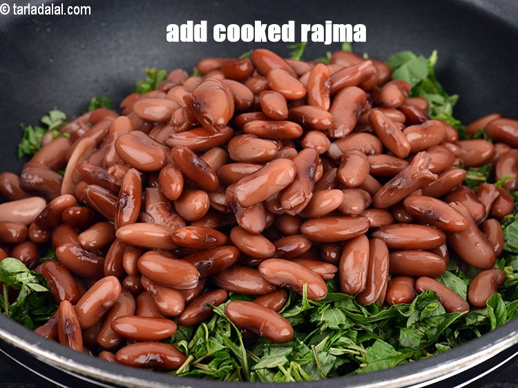 Step 21 – Add cooked <a href="https://www.tarladalal.com/glossary-soaked-rajma-198i">rajma (kidney beans)</a>.