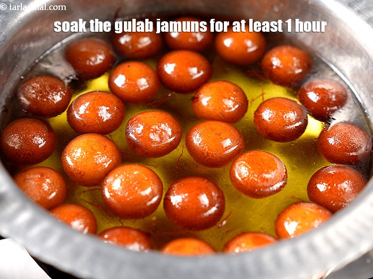 Step 21 – Soak the gulab jamuns in the sugar syrup for at least 1 hour.