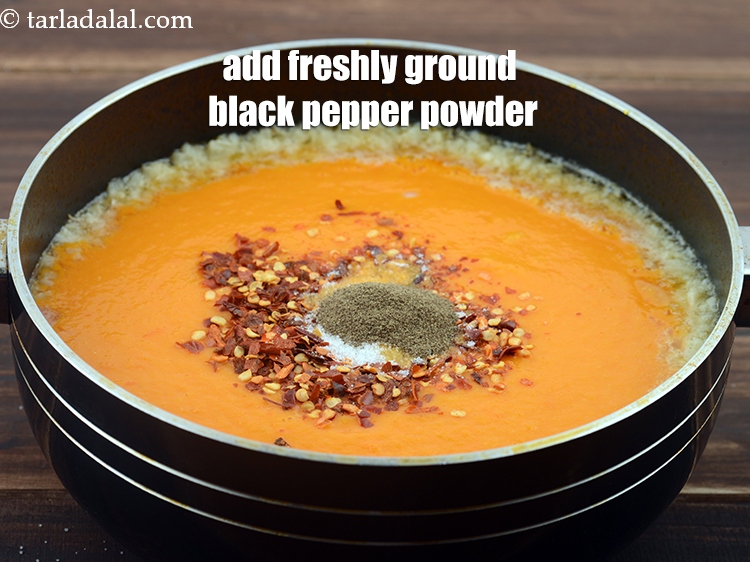 Step 21 – Add &frac12; tsp <a href="https://www.tarladalal.com/glossary-freshly-ground-black-pepper-kalimirch-powder-kali-mirch-ka-powder-567i">freshly ground black pepper (kalimirch)</a> powder.