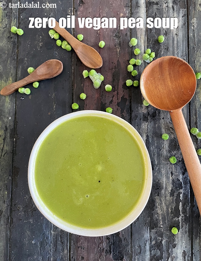 Step 22 – Serve <strong>low calorie pea soup | zero oil vegan green peas soup | healthy Indian …