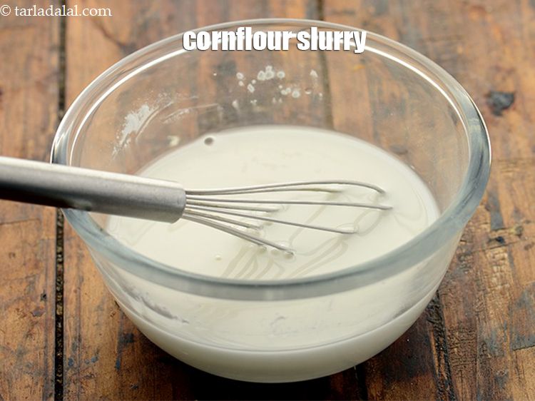 Step 7 – To make <strong>ginger garlic soup</strong>, in a small bowl add 1 1/2 tbsp of cornflour, …