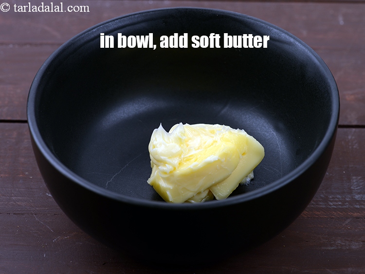 Step 3 – In a small bowl, add 2 tbsp <a href="https://tarladalal.com/glossary-soft-butter-naram-makhan-1942i">soft butter</a>.