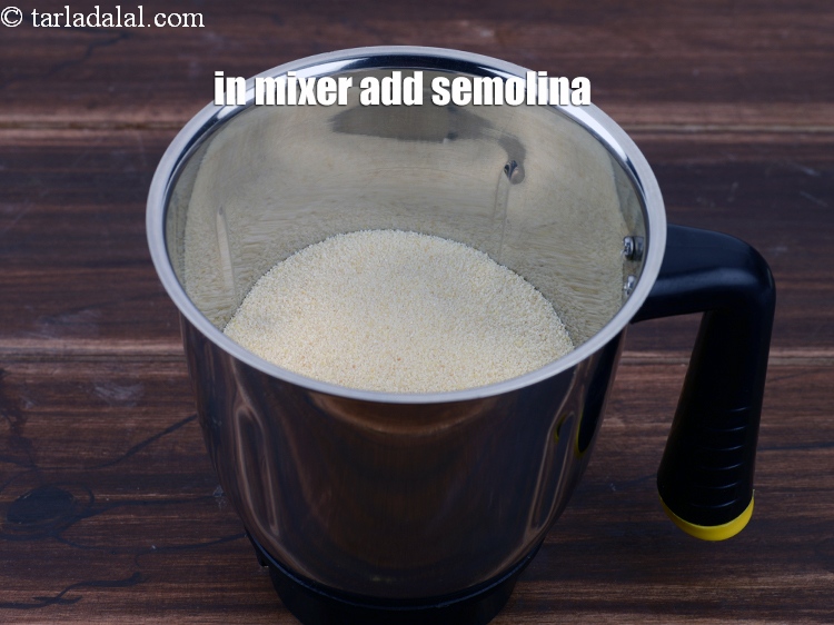 Step 3 – To make<strong> Instant rava set dosa</strong>, in a mixer add 1 cup&nbsp;<a href="https://www.tarladalal.com/glossary-semolina-sooji-rava-rawa-603i">semolina (rava / …