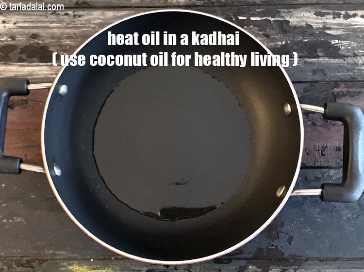 Step 32 – Heat 1 tbls oil in a non-stick kadhai. To make the dal healthy <strong>use coconut …