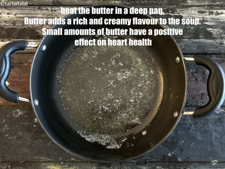 Step 4 – <meta charset="UTF-8" />To make &nbsp;<strong>mixed vegetable brown stock soup</strong>, heat the&nbsp;1 tbsp&nbsp;<a href="glossary-butter-makhan-233i">butter</a>&nbsp;in a deep …