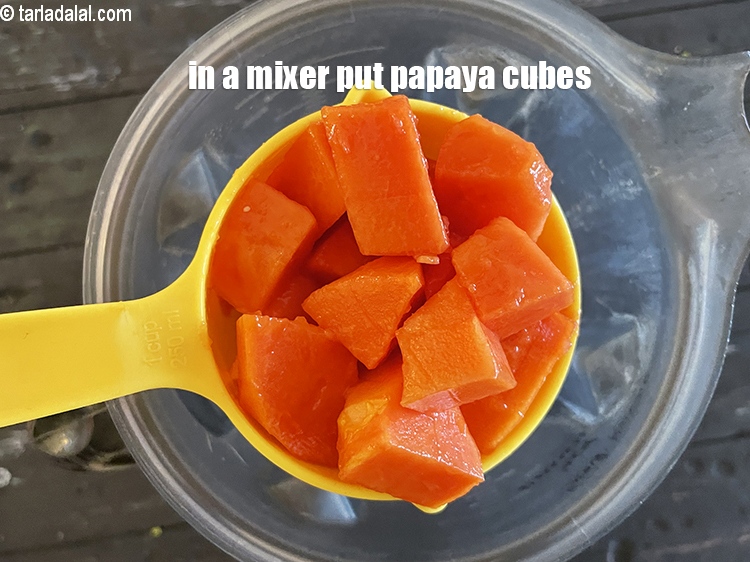 Step 3 – To make <strong>papaya pear yoghurt smoothie | papaya coconut smoothie with Greek yoghurt | folic …