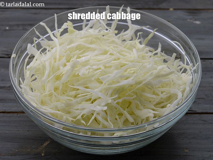 Step 4 – For the cabbage pakoda mixture, in a deep bowl, add 2 cups&nbsp;thinly&nbsp;<a href="https://www.tarladalal.com/glossary-shredded-cabbage-763i">shredded cabbage</a>. Make …