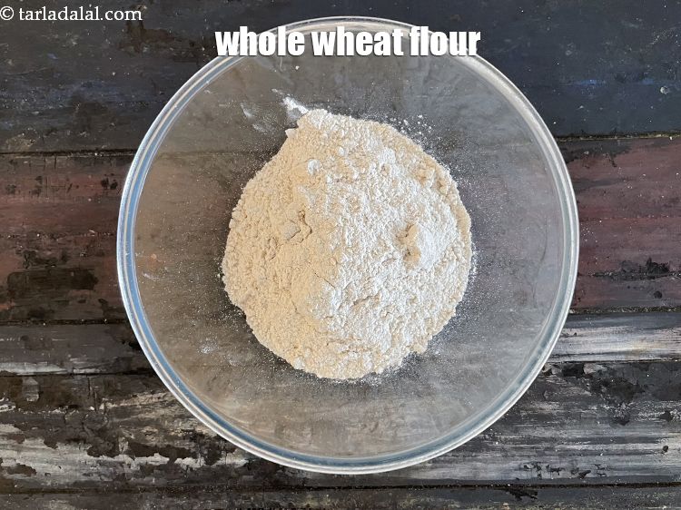 Step 6 – In a bowl put&nbsp;<meta charset="UTF-8" />1 cup&nbsp;<a href="glossary-whole-wheat-flour-gehun-ka-atta-gehun-ka-aata-429i">whole wheat flour (gehun ka atta)</a>.