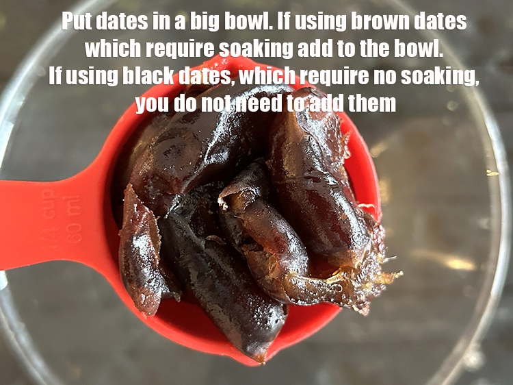 Step 24 – <html><head><meta charset="UTF-8"></head><body><p>Before making the&nbsp;<strong>dry fruit and nuts milkshake</strong>, place dates in a deep bowl. If …