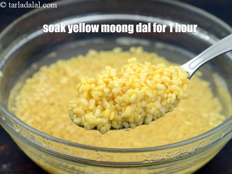 Step 4 – Soak &frac12; cup&nbsp;<a href="https://www.tarladalal.com/glossary-yellow-moong-dal-split-yellow-gram-peeli-moong-dal-488i">yellow moong dal (split yellow gram)</a> in enough water in a deep …
