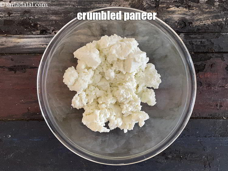 Step 7 – In a bowl, add&nbsp;1 cup&nbsp;<a href="glossary-crumbled-low-fat-paneer-1117i">crumbled low fat paneer (cottage cheese)</a>. You can use regular …