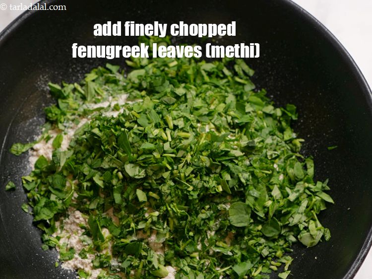 Step 4 – Add 1/2 cup finely <a href="https://www.tarladalal.com/glossary-chopped-fenugreek-811i">chopped fenugreek (methi) leaves</a>.