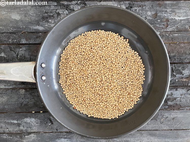 Step 4 – Put the jowar in a non stick pan.