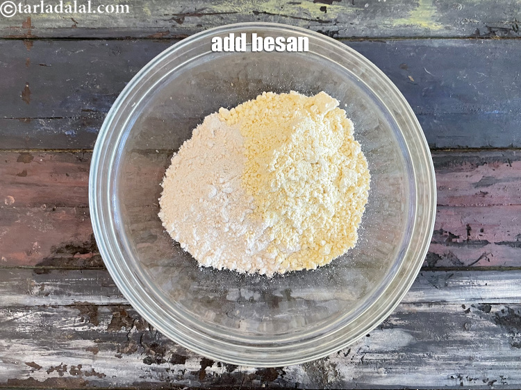 Step 8 – Add&nbsp;<meta charset="UTF-8" />1/4 cup&nbsp;<a href="glossary-besan-chana-dal-flour-bengal-gram-flour-952i">besan (bengal gram flour)</a>.