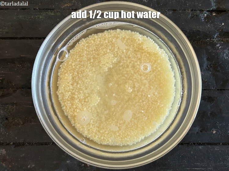 Step 4 – Add 1/2 cup&nbsp;hot water.