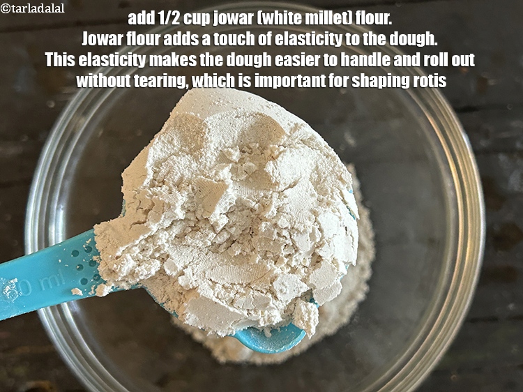 Step 4 – Add&nbsp;<meta charset="UTF-8" />1/2 cup&nbsp;<a href="glossary-jowar-flour-jowar-ka-atta-white-millet-flour-sorghum-flour-483i">jowar (white millet) flour</a>.&nbsp;Jowar flour adds a touch of elasticity to …