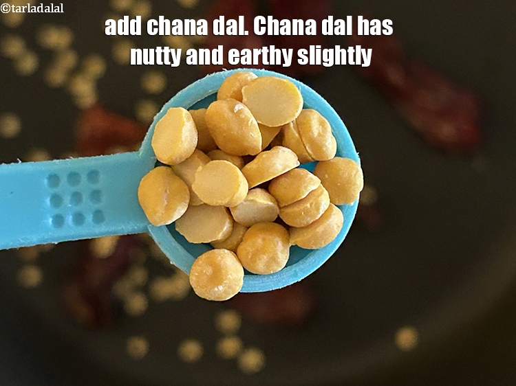 Step 5 – Add&nbsp;<meta charset="UTF-8" />1/2 tsp&nbsp;<a href="glossary-chana-dal-split-bengal-gram-285i">chana dal (split bengal gram)</a>.&nbsp;When roasted,&nbsp;chana dal can&nbsp;<strong>add a slightly crunchy …