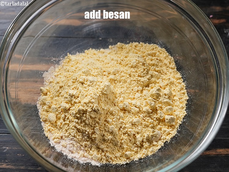 Step 4 – Add 1/2 cup <a href="https://www.tarladalal.com/glossary-besan-chana-dal-flour-bengal-gram-flour-952i">besan (bengal gram flour)</a>.&nbsp;<meta charset="UTF-8" />In addition to binding the batter, …