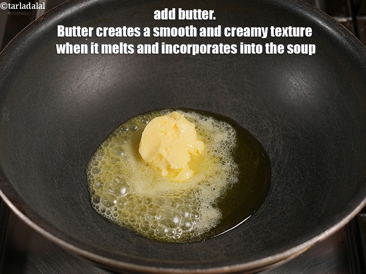 Step 4 – <p>Add 2 tbsp <a href="https://www.tarladalal.com/glossary-butter-makhan-233i">butter</a>. Butter creates a smooth and creamy texture when it melts …