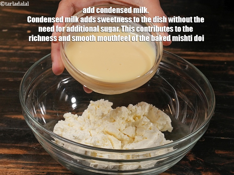 Step 4 – Add &frac34; cup&nbsp;<a href="https://www.tarladalal.com/glossary-condensed-milk-672i">condensed milk</a>. Condensed milk adds sweetness to the dish without the need …