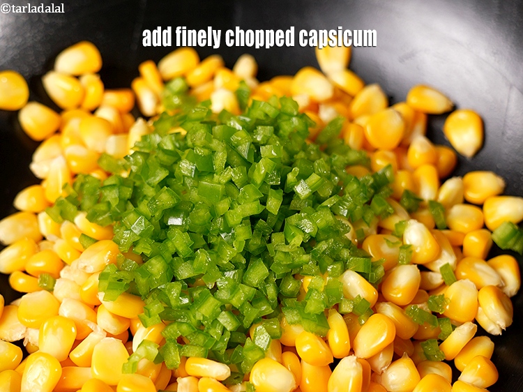 Step 4 – Add &frac14; cup finely chopped capsicum.&nbsp;