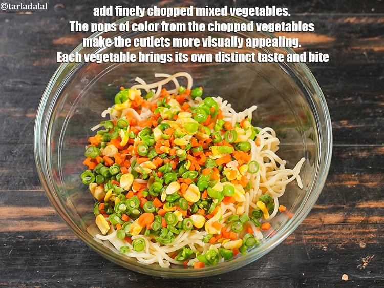 Step 4 – Add 1/2 cup finely&nbsp;<a href="https://www.tarladalal.com/glossary-chopped-mixed-vegetables-782i">chopped mixed vegetables</a>. The pops of color from the chopped vegetables …