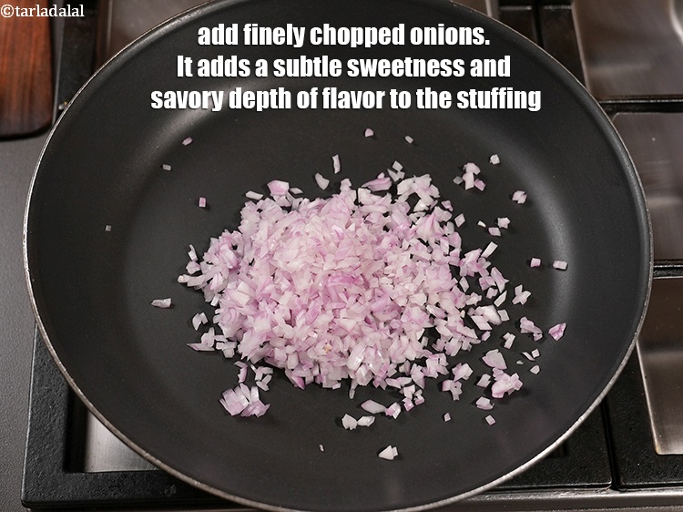 Step 4 – Add &frac12; cup finely <a href="https://www.tarladalal.com/glossary-chopped-onions-722i">chopped onions</a>. It adds a subtle sweetness and savory depth …