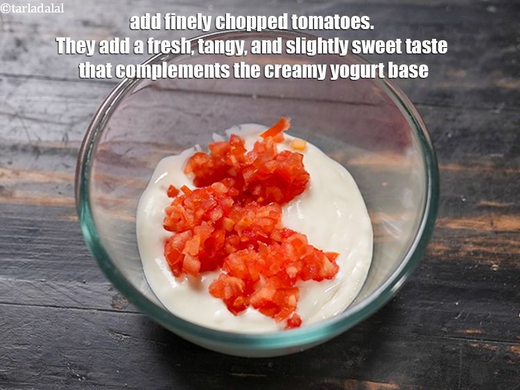 Step 4 – Add &frac14; cup finely <a href="https://www.tarladalal.com/glossary-chopped-tomatoes-779i">chopped tomatoes</a>. They add a fresh, tangy, and slightly sweet …