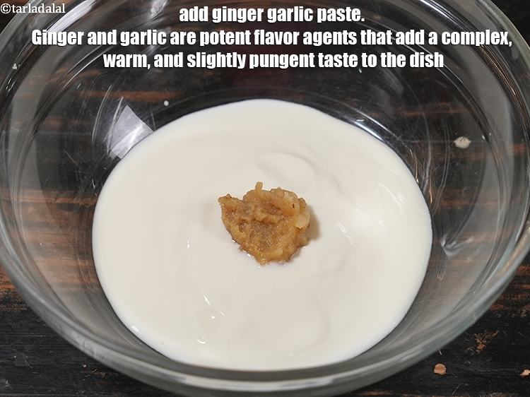 Step 4 – Add 2 tsp <a href="https://www.tarladalal.com/glossary-ginger-adrak-453i">ginger (adrak)</a>&nbsp;<a href="https://www.tarladalal.com/glossary-garlic-paste-lehsun-ki-paste-lahsun-ki-paste-350i">garlic (lehsun) paste</a>. Ginger and garlic are potent flavor …