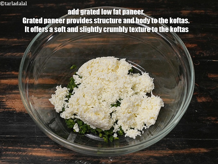 Step 4 – Add 1 cup <a href="https://www.tarladalal.com/glossary-grated-low-fat-paneer-1118i">grated low fat paneer (cottage cheese)</a>. Grated paneer provides structure and …