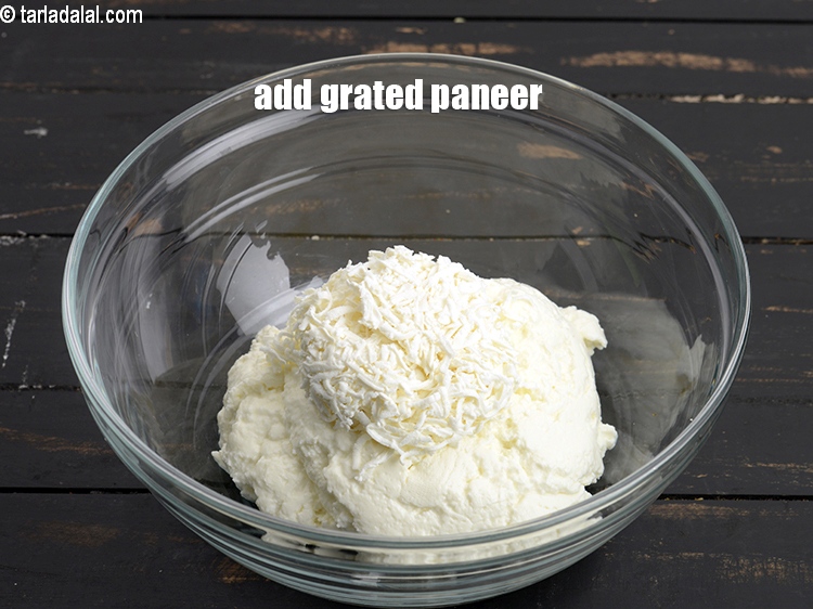 Step 4 – Add &frac14; cup <a href="https://www.tarladalal.com/glossary-grated-panee-1003i">grated paneer (cottage cheese)</a>.