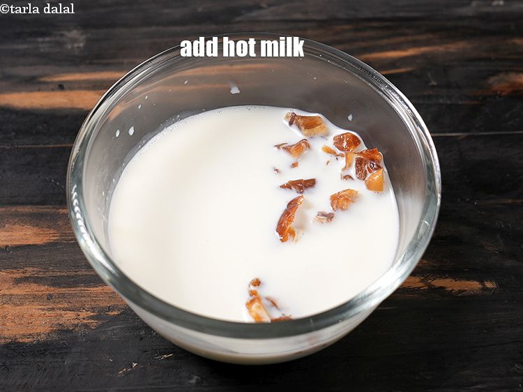 Step 4 – Add &frac12; cup hot milk.