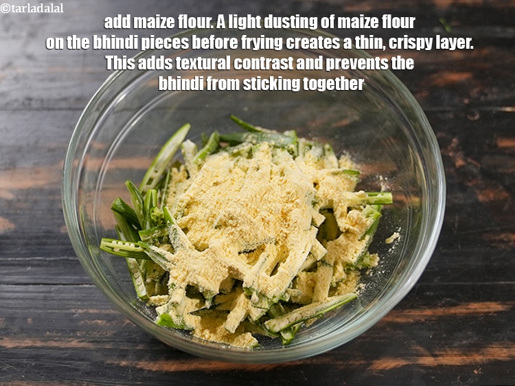 Step 4 – Add 3 tbsp <a href="https://www.tarladalal.com/glossary-maize-flour-makai-ka-atta-makki-ka-atta-162i">maize flour (makai ka atta)</a>. A light dusting of maize flour …