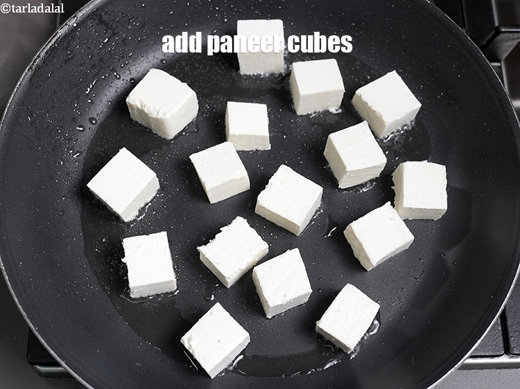 Step 4 – Add 1&frac12; cups <a href="https://www.tarladalal.com/glossary-paneer-cubes-cottage-cheese-cubes-1002i">paneer (cottage cheese) cubes</a>.