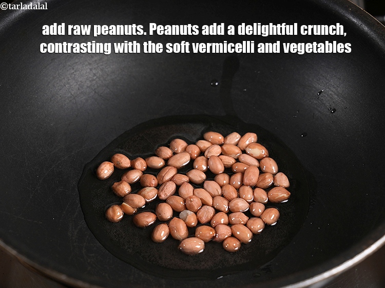 स्टेप 4 – <p>२ टेबल-स्पून&nbsp;<a href="">मूंगफली</a>&nbsp;डालें । मूंगफली नरम सेवइयों और सब्जियों के …