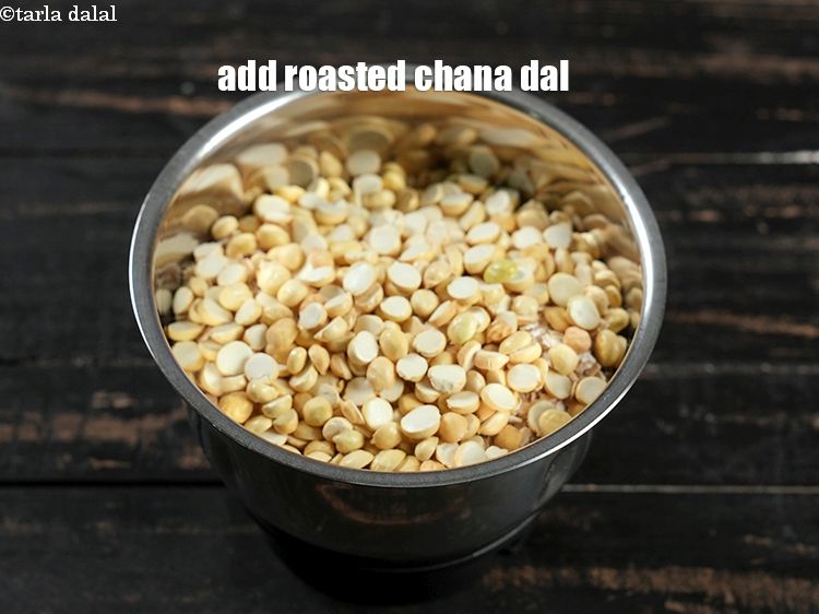 Step 4 – Add &frac14; cup <a href="https://www.tarladalal.com/glossary-roasted-chana-dal-roasted-daria-286i">roasted chana dal (daria)</a>.&nbsp;