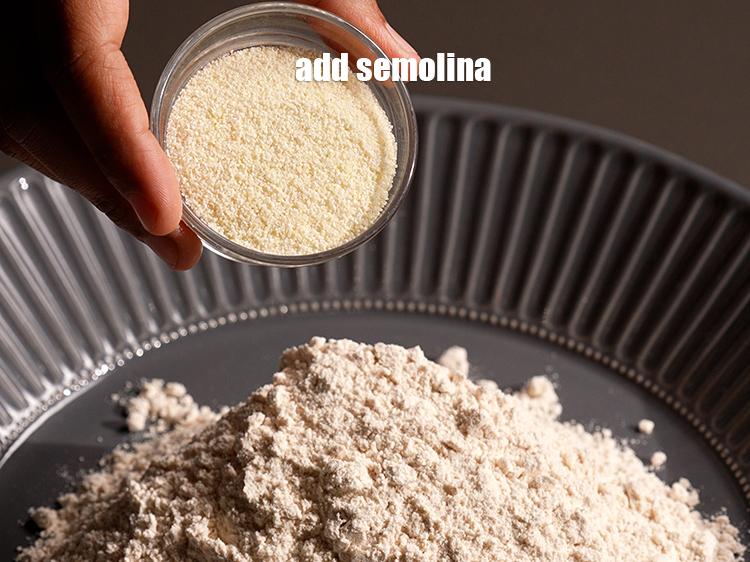 Step 4 – Add 1&frac12; tbsp semolina.