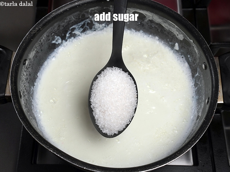 Step 4 – Add &frac14; cup sugar.