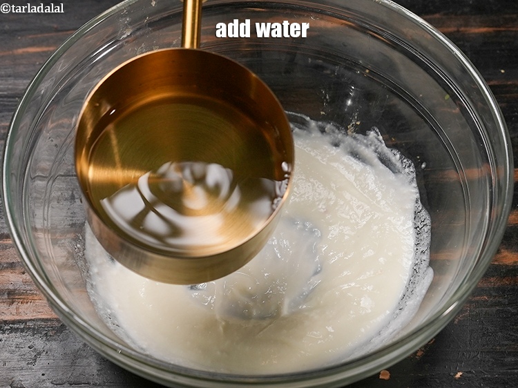 Step 4 – Add &frac12; cup water.