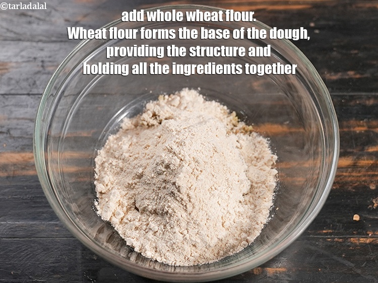 Step 4 – Add 1/2 cup <a href="https://www.tarladalal.com/glossary-whole-wheat-flour-gehun-ka-atta-gehun-ka-aata-429i">whole wheat flour (gehun ka atta)</a>. Wheat flour forms the base …