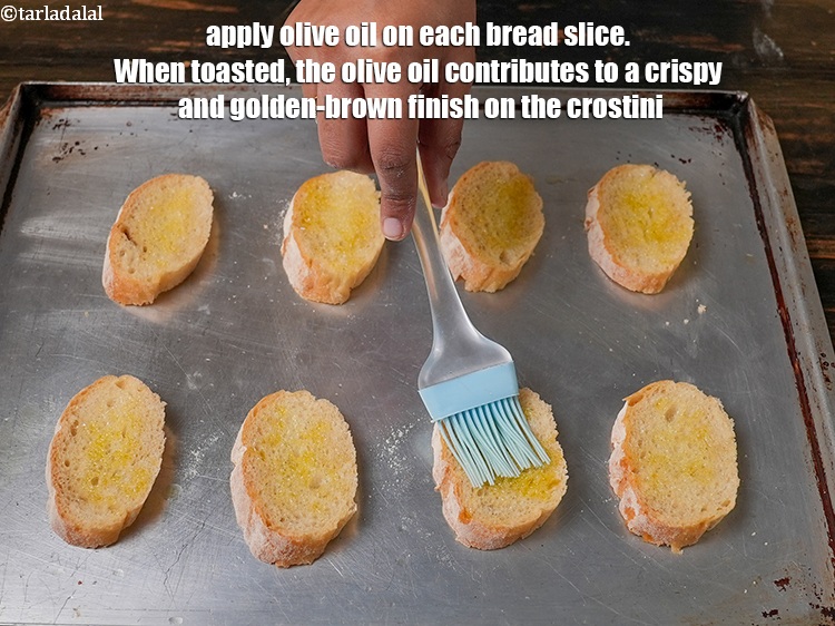 Step 4 – Apply &frac14; tsp of <a href="https://www.tarladalal.com/glossary-olive-oil-451i">olive oil</a>&nbsp;on each bread slice. When toasted, the olive oil …