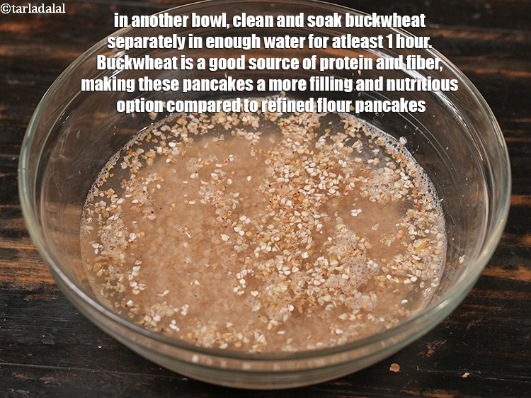 Step 4 – In another bowl, clean and soak &frac12; cup <a href="https://www.tarladalal.com/glossary-buckwheat-kuttu-kutti-no-daro-kutto-427i">buckwheat (kuttu or kutti no daro)</a> …
