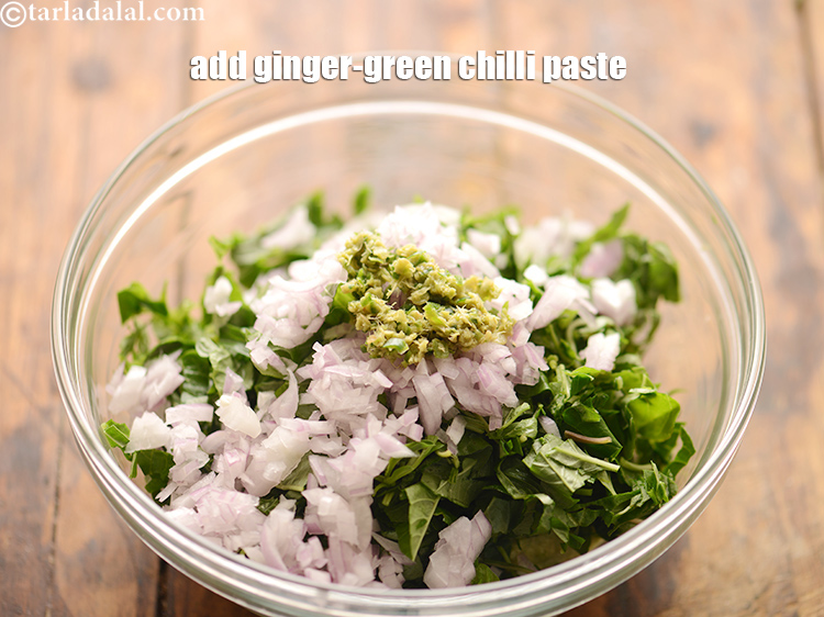 Step 30 – Add 1 1/2 tsp&nbsp;<a href="https://www.tarladalal.com/glossary-ginger-green-chilli-paste-adrak-mirch-ki-paste-adrak-mirchi-paste-139i">ginger-green chilli paste</a>.&nbsp;Ginger green chilli paste together has many health benefits …