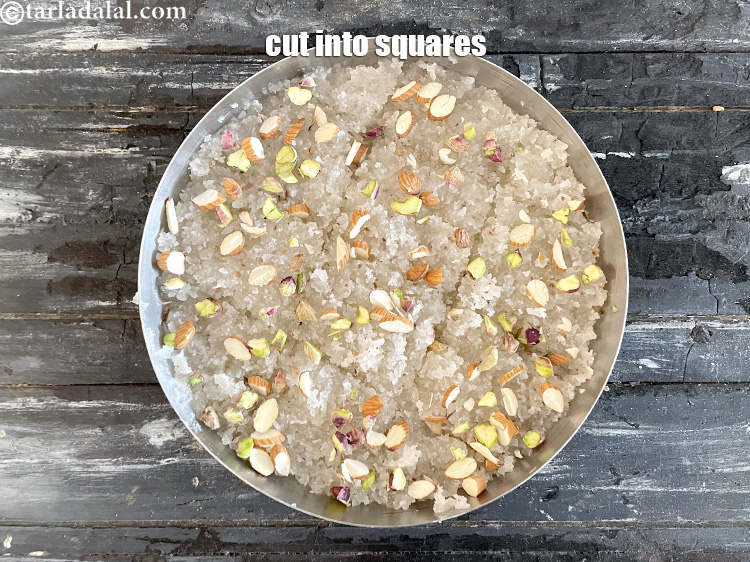 Step 32 – Cut into square shape using a greased knife.