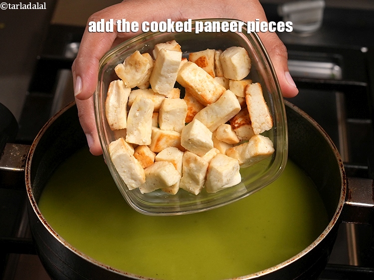 Step 22 – Add the cooked&nbsp;paneer pieces.