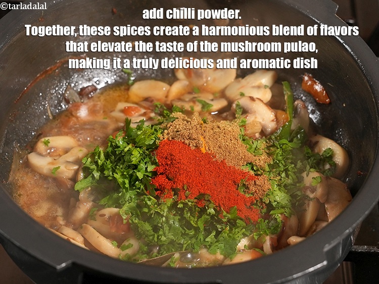 Step 22 – Add 1 tsp <a href="https://www.tarladalal.com/glossary-chilli-powder-red-chilli-powder-339i">chilli powder</a>. Together, these spices create a harmonious blend of flavors …