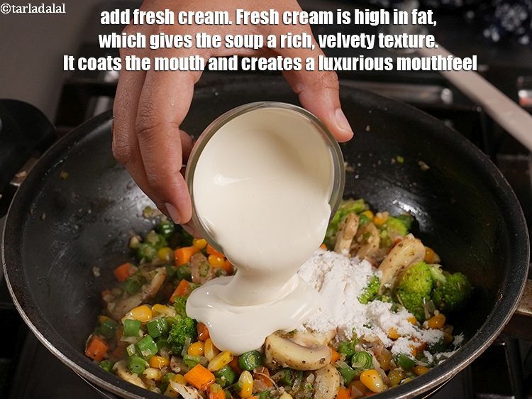 Step 22 – <p>Add ¼ cup <a href="https://www.tarladalal.com/glossary-fresh-cream-1877i">fresh cream</a>. Fresh cream is high in fat, which gives the …