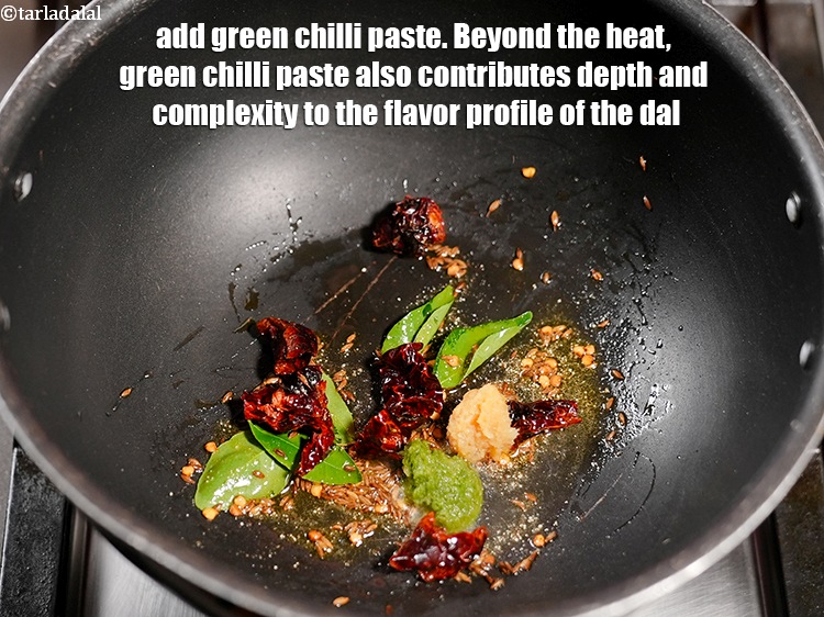 Step 22 – Add 1 tsp <a href="https://www.tarladalal.com/glossary-green-chilli-paste-hari-mirch-ki-paste-mirchi-paste-333i">green chilli paste</a>. Beyond the heat, green chilli paste also contributes …